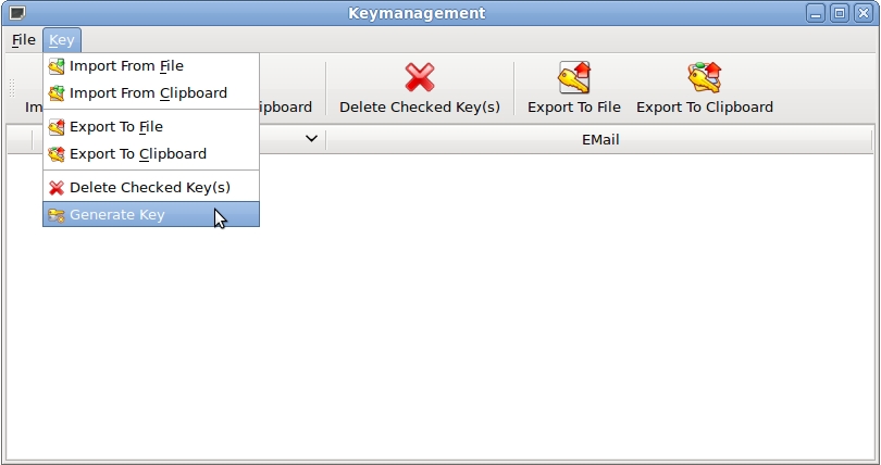 open generate key dialog